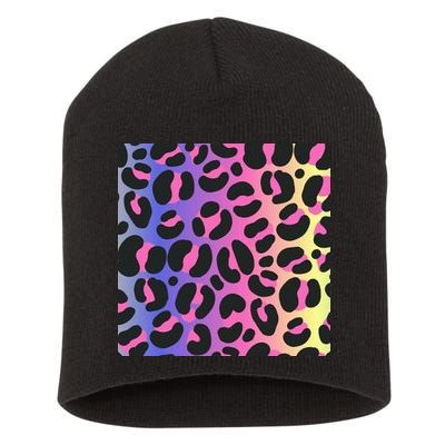 Neon Leopard Pattern Short Acrylic Beanie