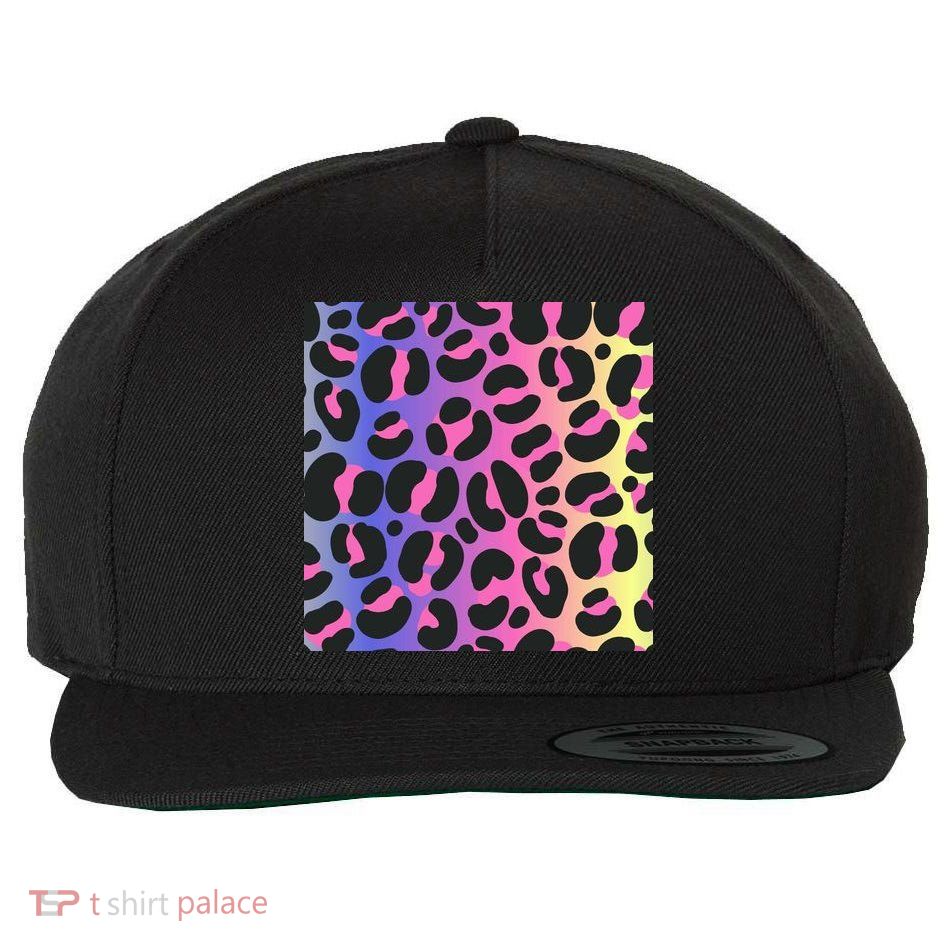 Neon Leopard Pattern Wool Snapback Cap