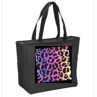 Neon Leopard Pattern Zip Tote Bag