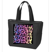 Neon Leopard Pattern Zip Tote Bag