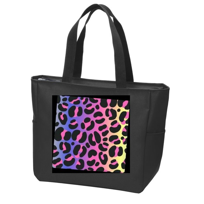 Neon Leopard Pattern Zip Tote Bag