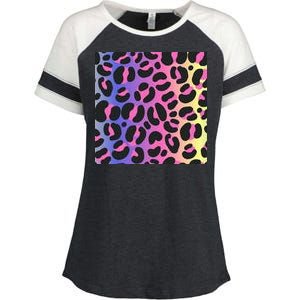 Neon Leopard Pattern Enza Ladies Jersey Colorblock Tee