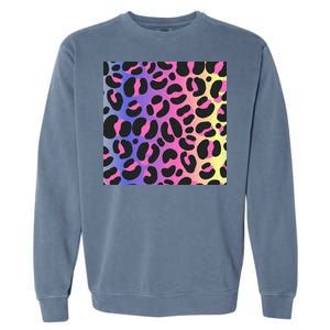 Neon Leopard Pattern Garment-Dyed Sweatshirt