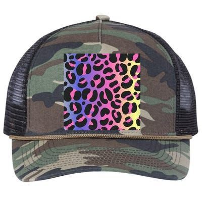 Neon Leopard Pattern Retro Rope Trucker Hat Cap