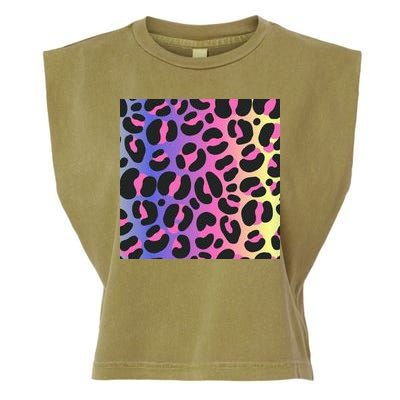 Neon Leopard Pattern Garment-Dyed Women's Muscle Tee