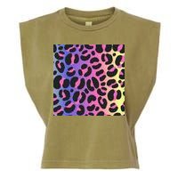Neon Leopard Pattern Garment-Dyed Women's Muscle Tee