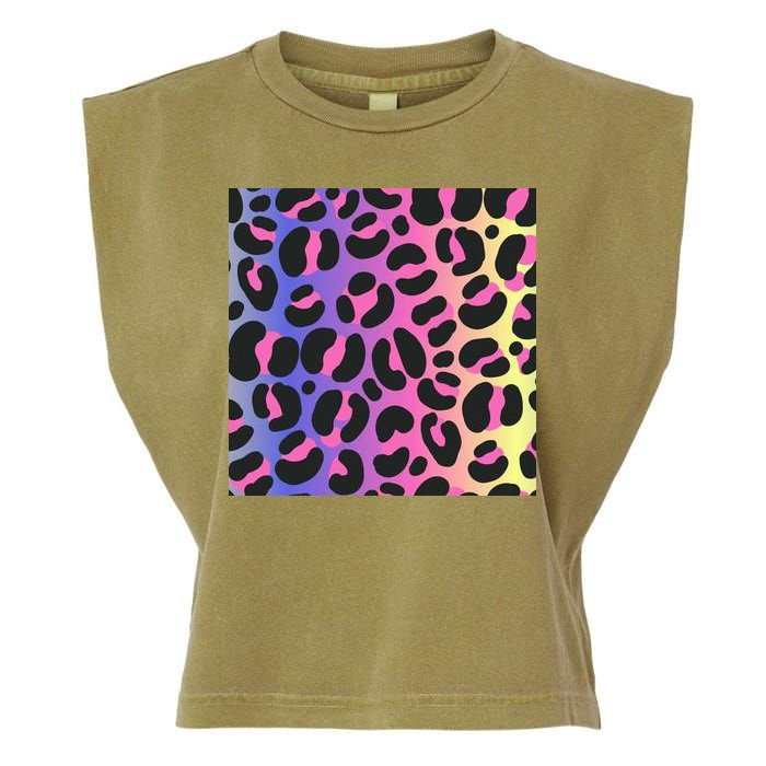 Neon Leopard Pattern Garment-Dyed Women's Muscle Tee