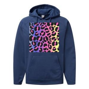 Neon Leopard Pattern Performance Fleece Hoodie