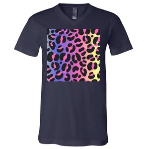 Neon Leopard Pattern V-Neck T-Shirt