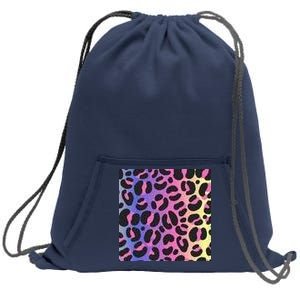 Neon Leopard Pattern Sweatshirt Cinch Pack Bag