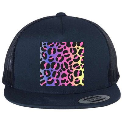 Neon Leopard Pattern Flat Bill Trucker Hat