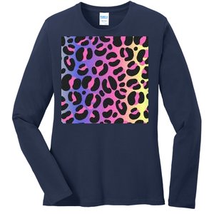 Neon Leopard Pattern Ladies Long Sleeve Shirt