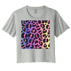 Neon Leopard Pattern Women's Crop Top Tee