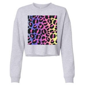 Neon Leopard Pattern Cropped Pullover Crew