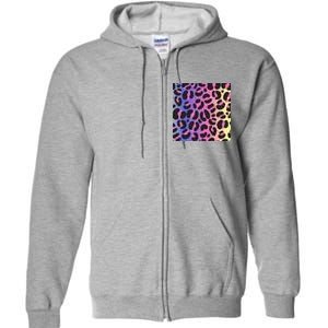 Neon Leopard Pattern Full Zip Hoodie