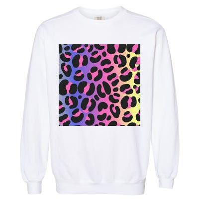 Neon Leopard Pattern Garment-Dyed Sweatshirt