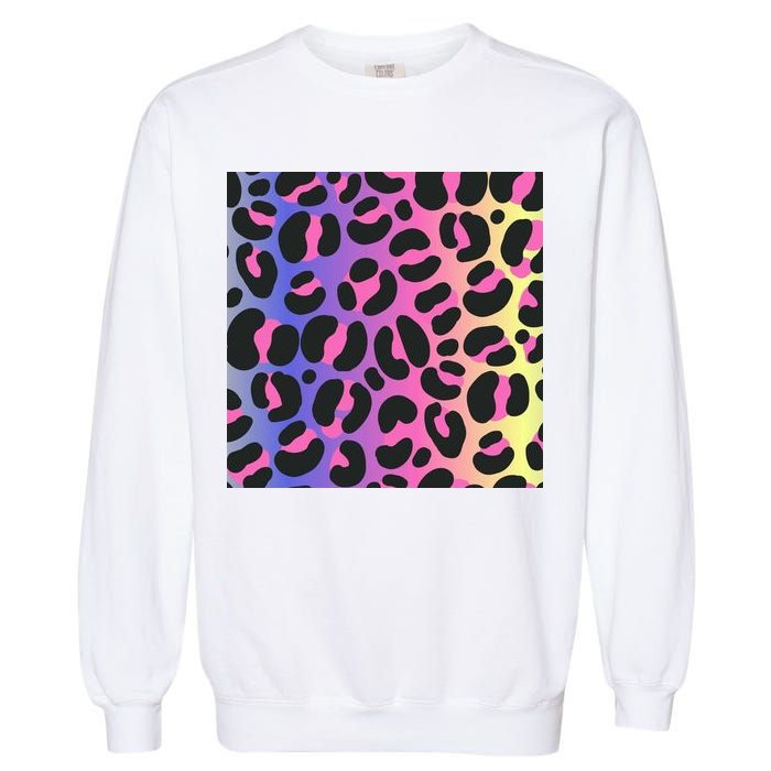 Neon Leopard Pattern Garment-Dyed Sweatshirt