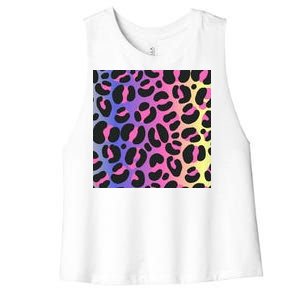 Neon Leopard Pattern Women's Racerback Cropped Tank