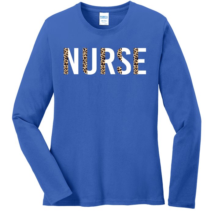 Nurse Leopard Print Nursing School Cute Gift Ladies Long Sleeve Shirt