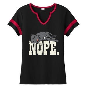 Nope Lazy Pitbull Funny Pitties Pet Dog Lover Owner Gift Ladies Halftime Notch Neck Tee