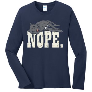 Nope Lazy Pitbull Funny Pitties Pet Dog Lover Owner Gift Ladies Long Sleeve Shirt