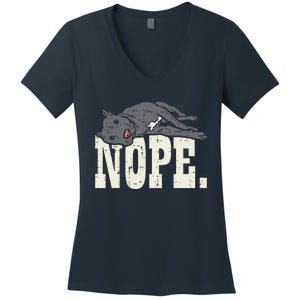 Nope Lazy Pitbull Funny Pitties Pet Dog Lover Owner Gift Women's V-Neck T-Shirt