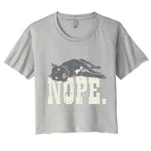 Nope Lazy Pitbull Funny Pitties Pet Dog Lover Owner Gift Women's Crop Top Tee