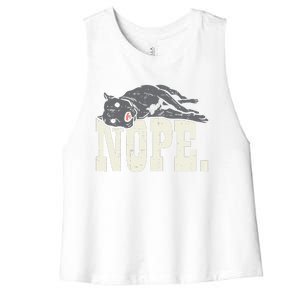 Nope Lazy Pitbull Funny Pitties Pet Dog Lover Owner Gift Women's Racerback Cropped Tank