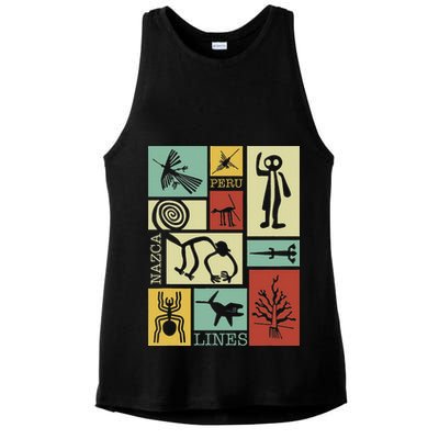 Nazca Lines Peru Geoglyphs Retro Box Artworks Ladies PosiCharge Tri-Blend Wicking Tank