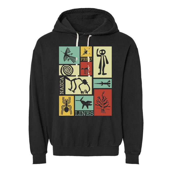 Nazca Lines Peru Geoglyphs Retro Box Artworks Garment-Dyed Fleece Hoodie