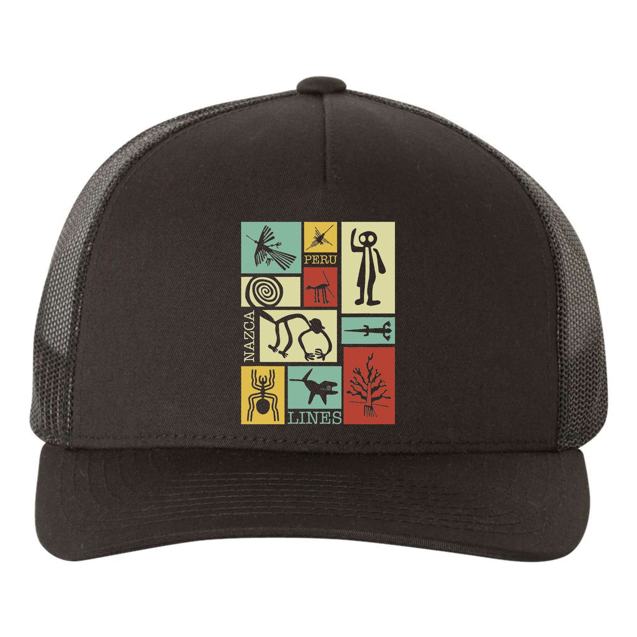 Nazca Lines Peru Geoglyphs Retro Box Artworks Yupoong Adult 5-Panel Trucker Hat