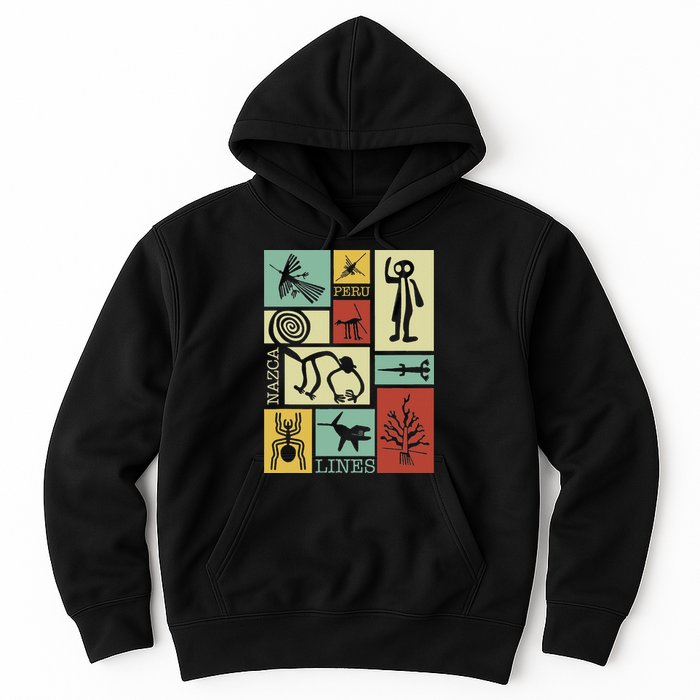 Nazca Lines Peru Geoglyphs Retro Box Artworks Hoodie