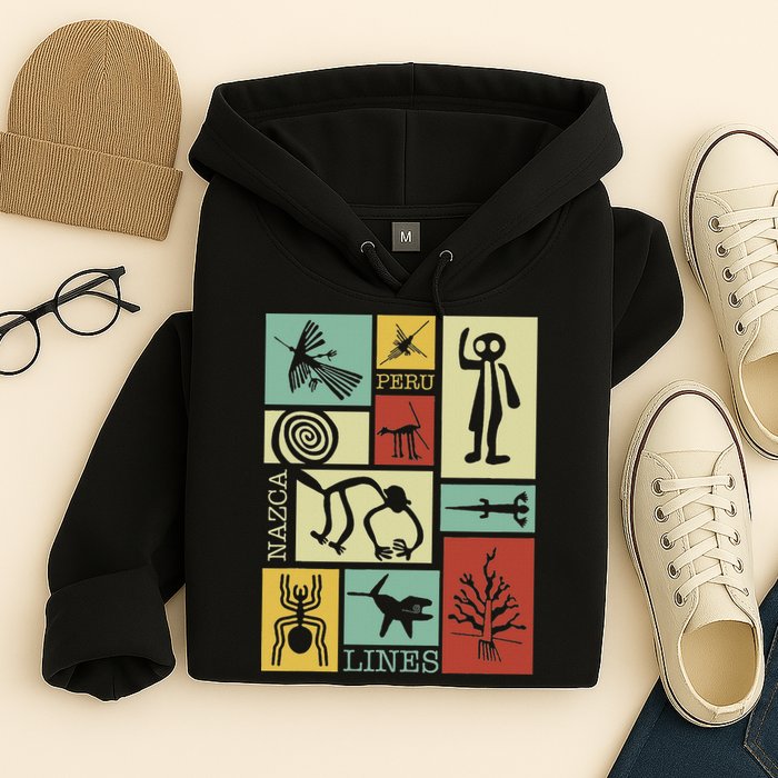 Nazca Lines Peru Geoglyphs Retro Box Artworks Hoodie