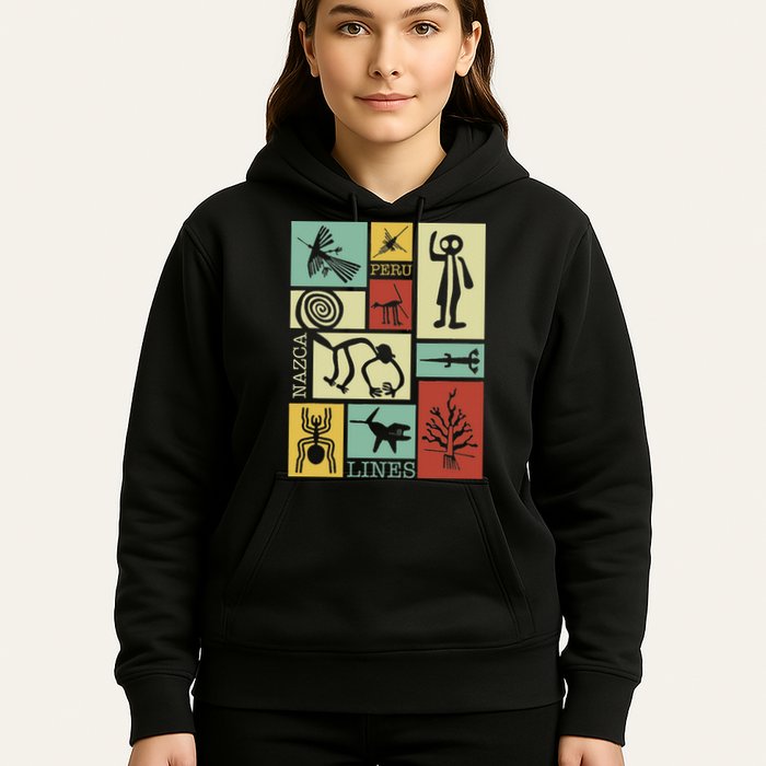 Nazca Lines Peru Geoglyphs Retro Box Artworks Hoodie