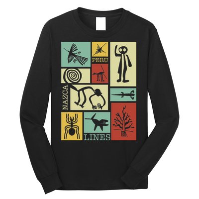 Nazca Lines Peru Geoglyphs Retro Box Artworks Long Sleeve Shirt