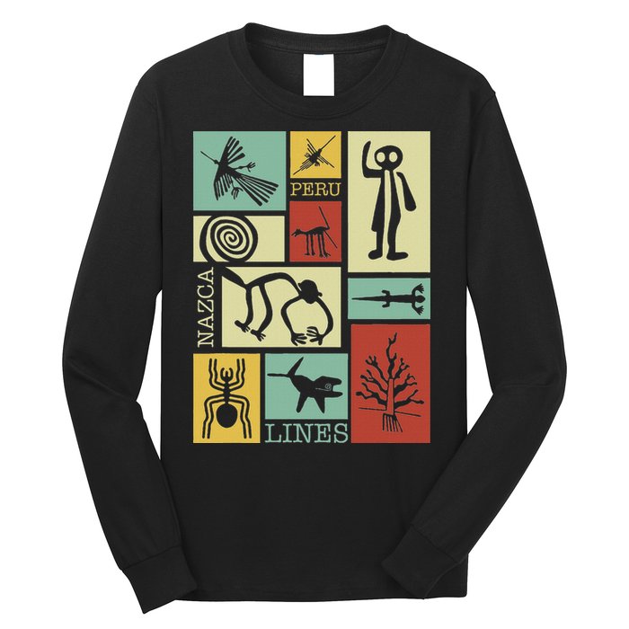 Nazca Lines Peru Geoglyphs Retro Box Artworks Long Sleeve Shirt
