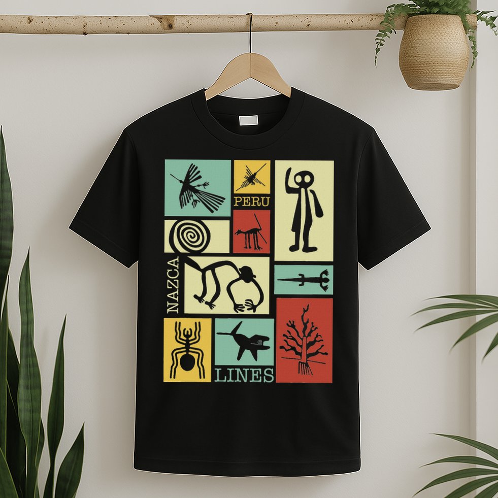 Nazca Lines Peru Geoglyphs Retro Box Artworks T-Shirt