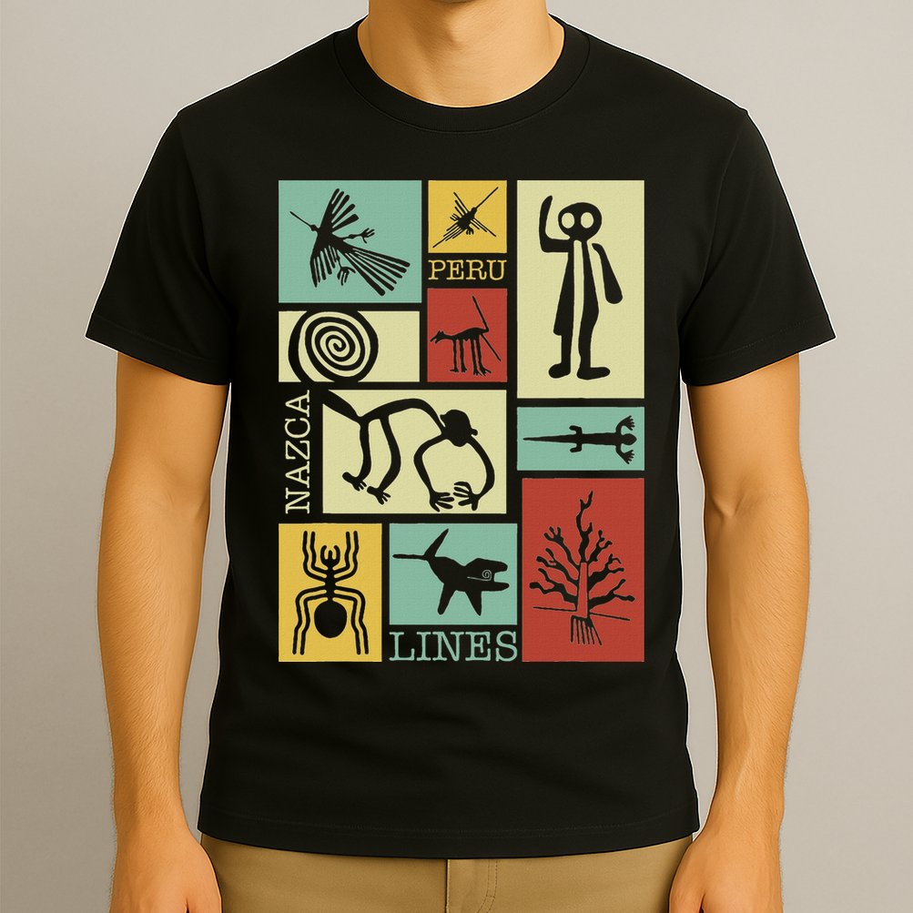 Nazca Lines Peru Geoglyphs Retro Box Artworks T-Shirt