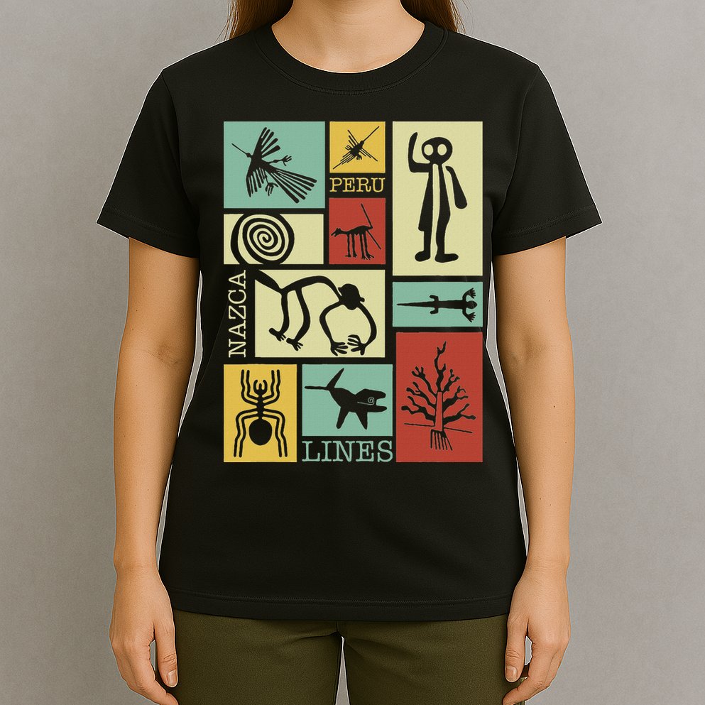 Nazca Lines Peru Geoglyphs Retro Box Artworks T-Shirt