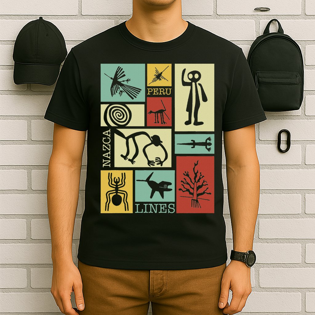 Nazca Lines Peru Geoglyphs Retro Box Artworks T-Shirt