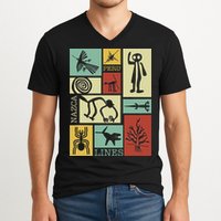 Nazca Lines Peru Geoglyphs Retro Box Artworks V-Neck T-Shirt