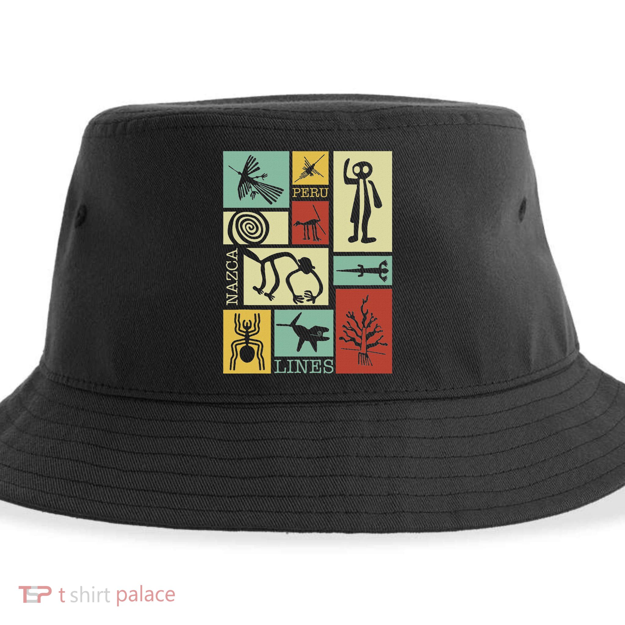 Nazca Lines Peru Geoglyphs Retro Box Artworks Sustainable Bucket Hat