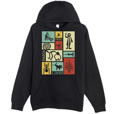 Nazca Lines Peru Geoglyphs Retro Box Artworks Premium Pullover Hoodie