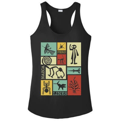 Nazca Lines Peru Geoglyphs Retro Box Artworks Ladies PosiCharge Competitor Racerback Tank