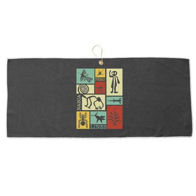 Nazca Lines Peru Geoglyphs Retro Box Artworks Large Microfiber Waffle Golf Towel