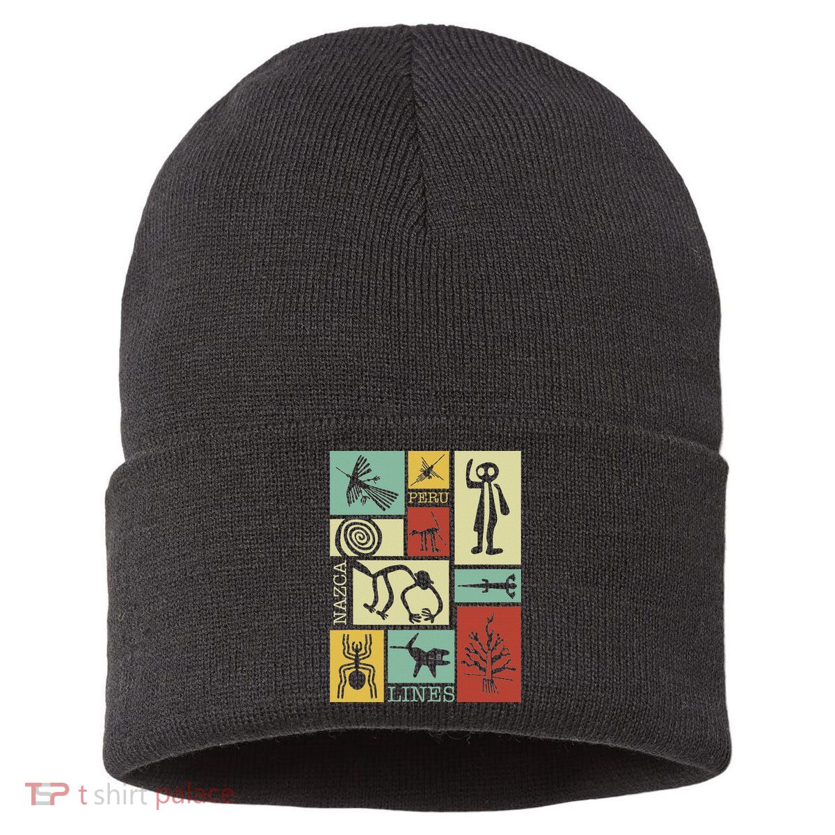 Nazca Lines Peru Geoglyphs Retro Box Artworks Sustainable Knit Beanie
