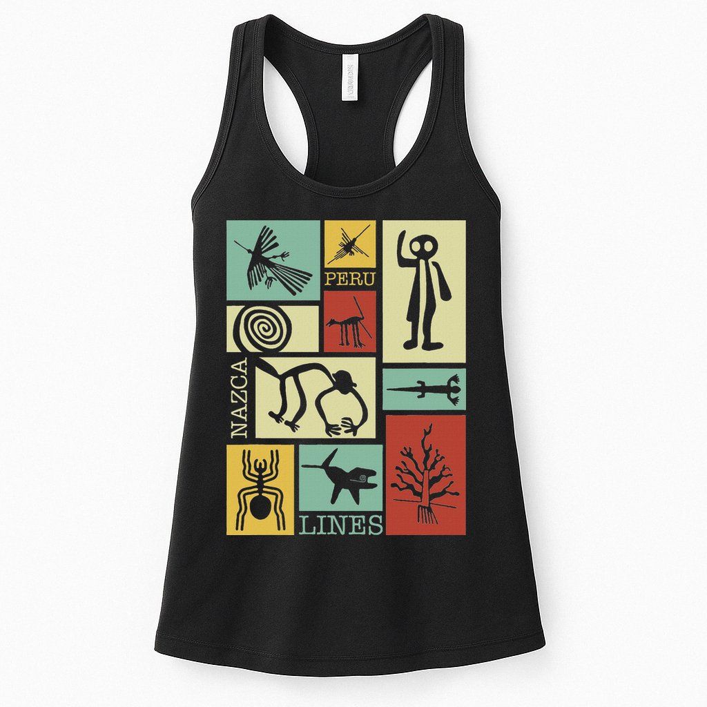 Nazca Lines Peru Geoglyphs Retro Box Artworks Womens Tank Top