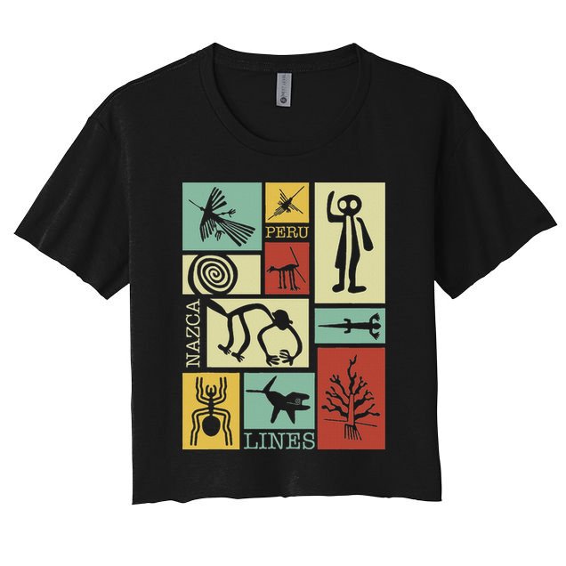 Nazca Lines Peru Geoglyphs Retro Box Artworks Crop Top