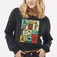 Nazca Lines Peru Geoglyphs Retro Box Artworks Cropped Pullover Crew