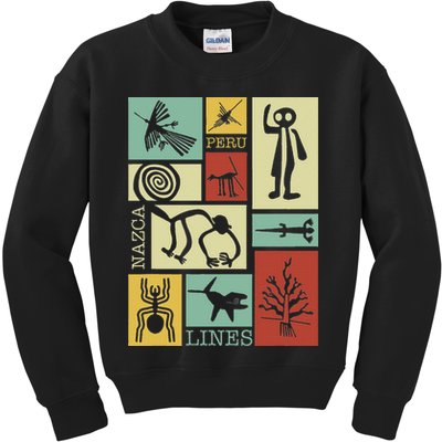 Nazca Lines Peru Geoglyphs Retro Box Artworks Kids Sweatshirt